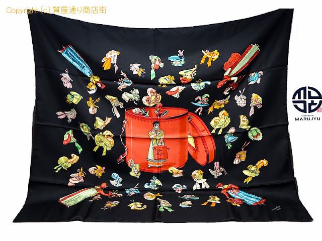 エルメス HERMES エルメス Paris Modiste パリの帽子店 シルク ブラック スカーフ カレ90 アパレル 【 TM2301080 】の基本紹介画像 エルメス HERMES エルメス Paris Modiste パリの帽子店 シルク ブラック スカーフ カレ90 アパレル 【 TM2301080 】の基本紹介画像