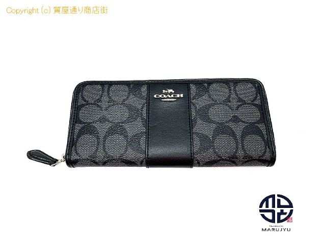 コーチ COACH コーチ 黒 シグネチャー 長財布 ジッピーウォレット 【 TM2304125 】の基本紹介画像 コーチ COACH コーチ 黒 シグネチャー 長財布 ジッピーウォレット 【 TM2304125 】の基本紹介画像