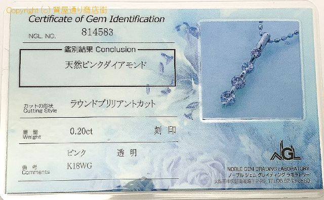 K18WG 18金ホワイトゴールド ピンクダイヤ ネックレス PD0.20 ミニカード付 【 TM2004146 】のオプション紹介画像(5) K18WG 18金ホワイトゴールド ピンクダイヤ ネックレス PD0.20 ミニカード付 【 TM2004146 】のオプション紹介画像(5)
