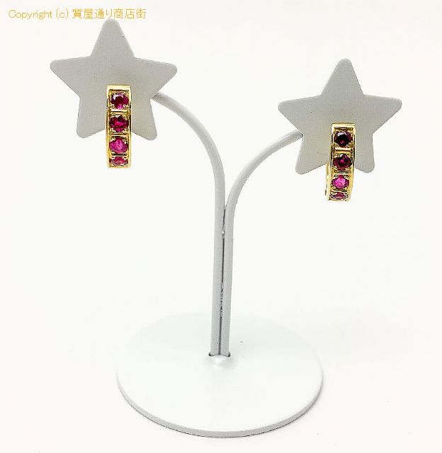 K18 18金イエローゴールド ルビー 輪っか状 フープ ピアス ルビー0.52/0.52ct 【 TM2005149 】のオプション紹介画像(1) K18 18金イエローゴールド ルビー 輪っか状 フープ ピアス ルビー0.52/0.52ct 【 TM2005149 】のオプション紹介画像(1)