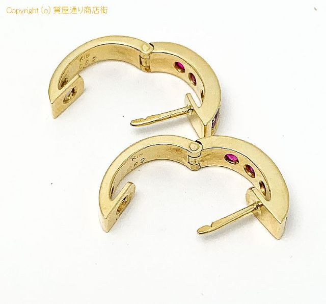 K18 18金イエローゴールド ルビー 輪っか状 フープ ピアス ルビー0.52/0.52ct 【 TM2005149 】のオプション紹介画像(2) K18 18金イエローゴールド ルビー 輪っか状 フープ ピアス ルビー0.52/0.52ct 【 TM2005149 】のオプション紹介画像(2)
