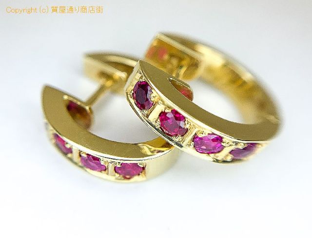 K18 18金イエローゴールド ルビー 輪っか状 フープ ピアス ルビー0.52/0.52ct 【 TM2005149 】のオプション紹介画像(4) K18 18金イエローゴールド ルビー 輪っか状 フープ ピアス ルビー0.52/0.52ct 【 TM2005149 】のオプション紹介画像(4)