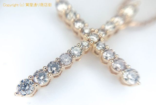 K18 18金ピンクゴールド ダイヤモンド クロス ネックレス D1.00ct 45cm 【 TM2007232 】のオプション紹介画像(3)