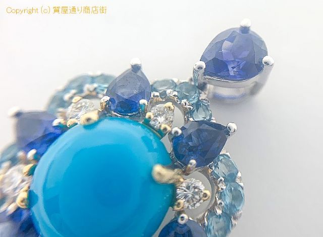 K18 18金ホワイトゴールド トルコ石 ターコイズ ダイヤモンド ペンダント チャーム 【 TM2007230 】のオプション紹介画像(2) K18 18金ホワイトゴールド トルコ石 ターコイズ ダイヤモンド ペンダント チャーム 【 TM2007230 】のオプション紹介画像(2)