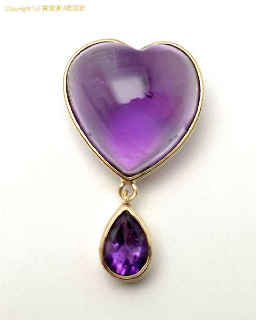 K18 18金イエローゴールド アメシスト ハート ペンダント チャーム 約5.0g 【 TM2103078 】のオプション紹介画像(1) K18 18金イエローゴールド アメシスト ハート ペンダント チャーム 約5.0g 【 TM2103078 】のオプション紹介画像(1)
