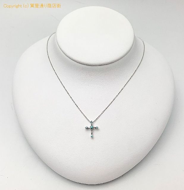 K18WG 18金ホワイトゴールド パライバトルマリン ダイヤモンド クロス ネックレス チャーム 証明書付き 【 TM2103142 】のオプション紹介画像(5) K18WG 18金ホワイトゴールド パライバトルマリン ダイヤモンド クロス ネックレス チャーム 証明書付き 【 TM2103142 】のオプション紹介画像(5)