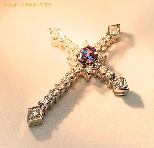K18WG 18金ホワイトゴールド アレキサンドライト ダイヤモンド クロス ペンダント チャーム 証明書付き 【 TM2103137 】のオプション紹介画像(1) K18WG 18金ホワイトゴールド アレキサンドライト ダイヤモンド クロス ペンダント チャーム 証明書付き 【 TM2103137 】のオプション紹介画像(1)