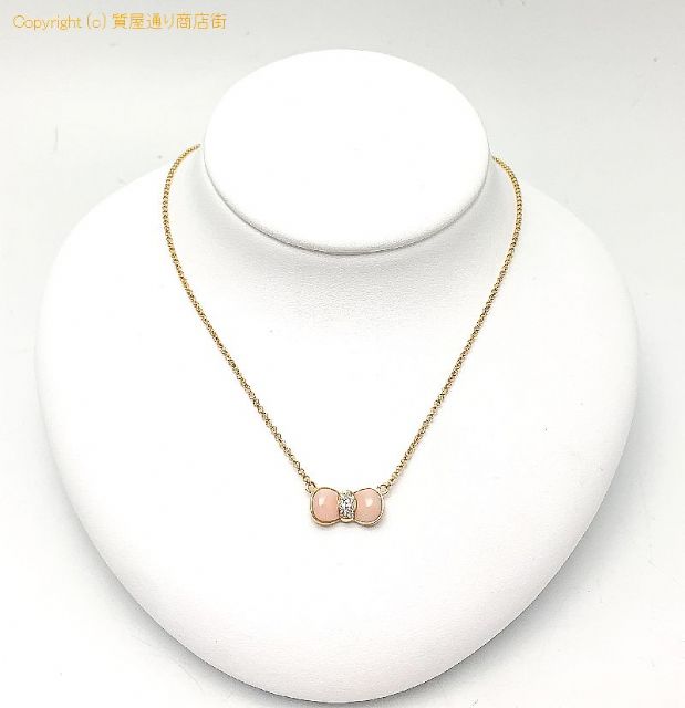 K18 18金イエローゴールド 珊瑚 サンゴ ダイヤモンド リボンモチーフ ネックレス ダイヤ0.09ct 約41cm ソーティング付き 【 TM2105030 】のオプション紹介画像(4) K18 18金イエローゴールド 珊瑚 サンゴ ダイヤモンド リボンモチーフ ネックレス ダイヤ0.09ct 約41cm ソーティング付き 【 TM2105030 】のオプション紹介画像(4)