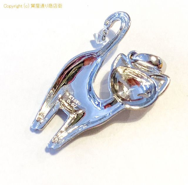 K18WG 18金ホワイトゴールド ダイヤ 猫 ネコ ペンダント チャーム ダイヤ0.07ct 【 TM2108052 】のオプション紹介画像(3) K18WG 18金ホワイトゴールド ダイヤ 猫 ネコ ペンダント チャーム ダイヤ0.07ct 【 TM2108052 】のオプション紹介画像(3)