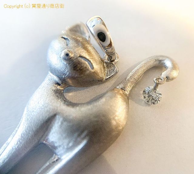 K18WG 18金ホワイトゴールド ダイヤ 猫 ネコ ペンダント チャーム ダイヤ0.07ct 【 TM2108052 】のオプション紹介画像(4) K18WG 18金ホワイトゴールド ダイヤ 猫 ネコ ペンダント チャーム ダイヤ0.07ct 【 TM2108052 】のオプション紹介画像(4)