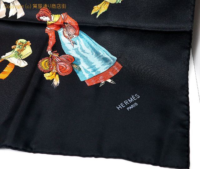 エルメス HERMES エルメス Paris Modiste パリの帽子店 シルク ブラック スカーフ カレ90 アパレル 【 TM2301080 】のオプション紹介画像(2) エルメス HERMES エルメス Paris Modiste パリの帽子店 シルク ブラック スカーフ カレ90 アパレル 【 TM2301080 】のオプション紹介画像(2)